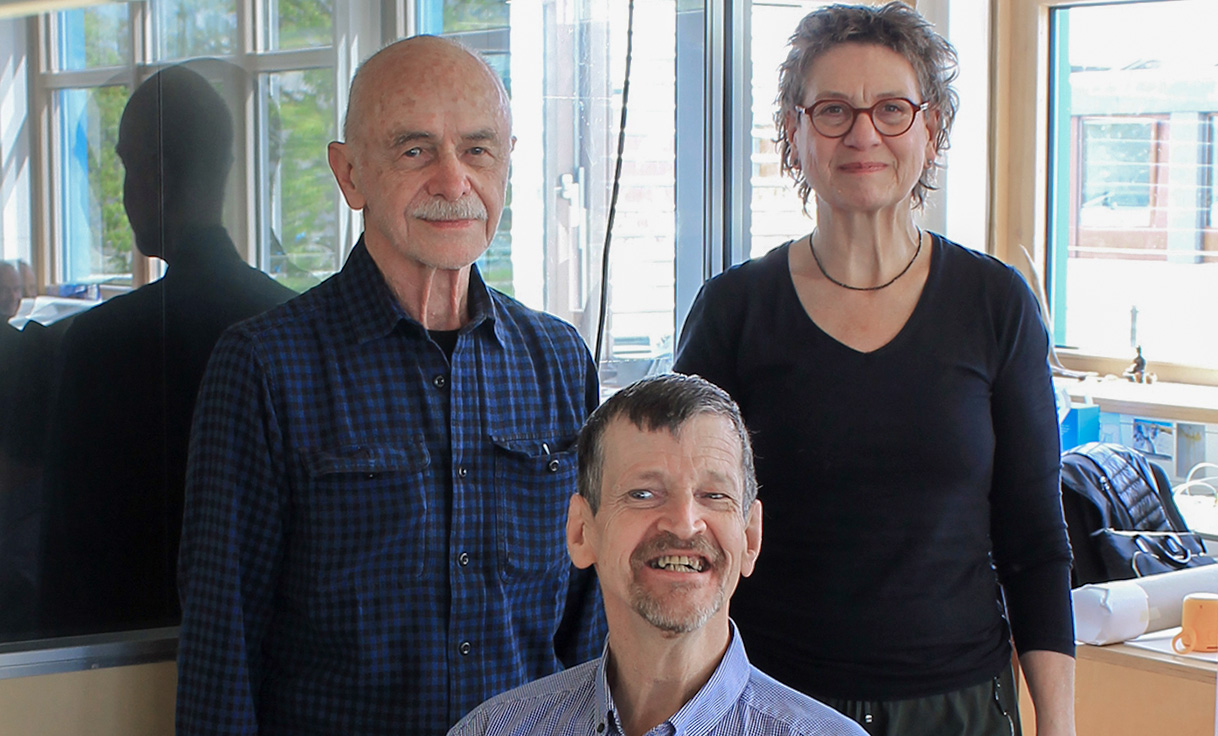 Michel Thévoz von der Fondation Jacqueline Oyex, Ronald Saladin und Monika Jagfeld vom Museum im Lagerhaus.