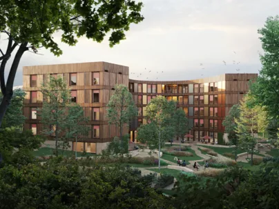 Visualisierung des geplanten BSB Pflegezuntrums am Bruderholz. Das ist ein Symbolbild. Die Ausführung kann abweichen.