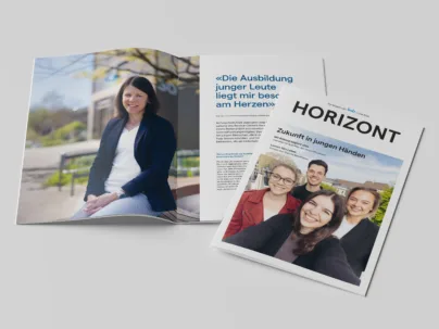 Porträts von Lernenden, Studierenden und Berufsbildenden des BSB. Was bewegt sie? Interview mit der HR-Chefin Anja Piller über die Wichtigkeit der Ausbildung. Interview mit Franziska Reinhard und Marcel Hügi über die ambulante Unterstützung. Interview mit ZEAM über die Generation Z.